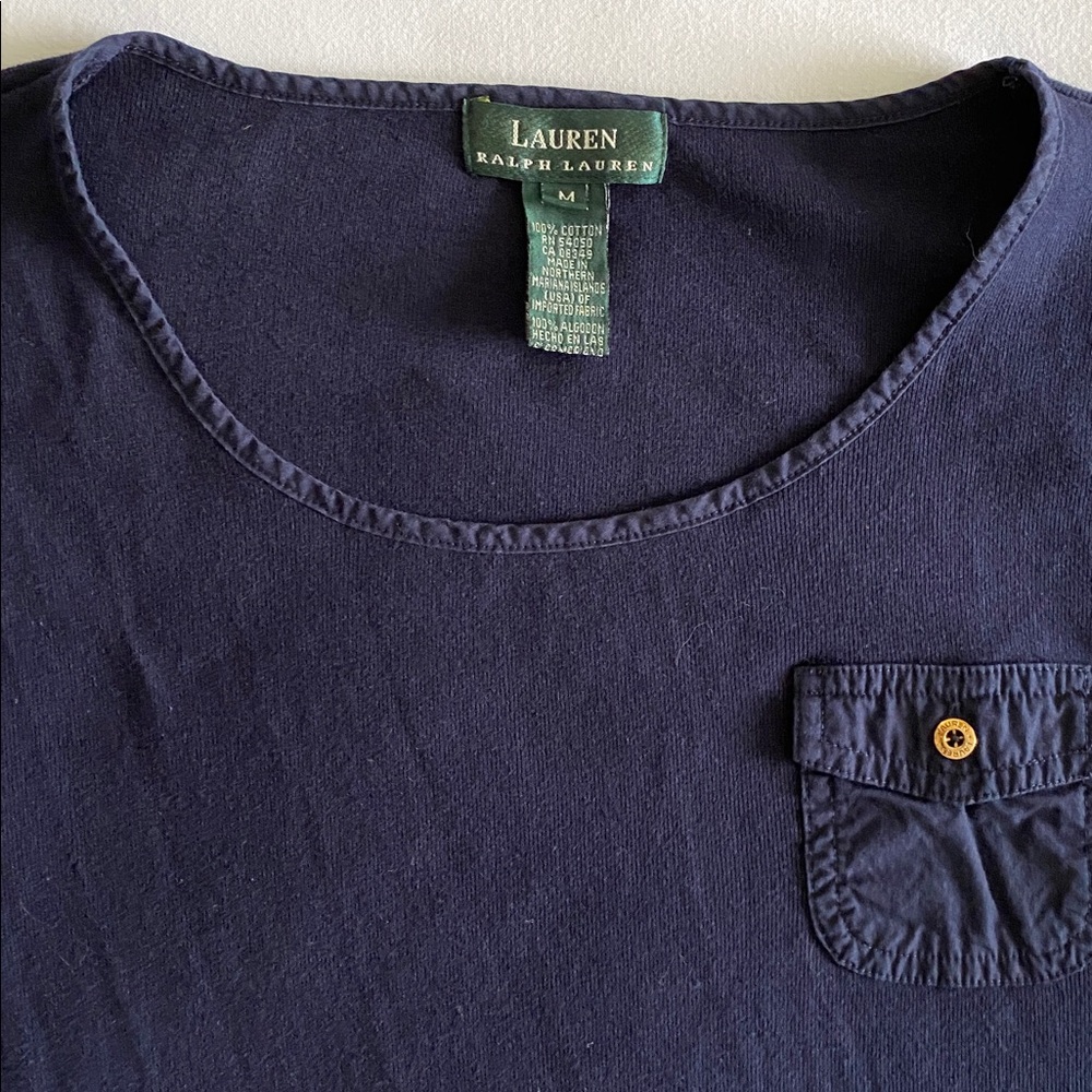 Ralph Lauren Classic 100% cotton jersey maxi dress 3/4 sleeve side slit Medium